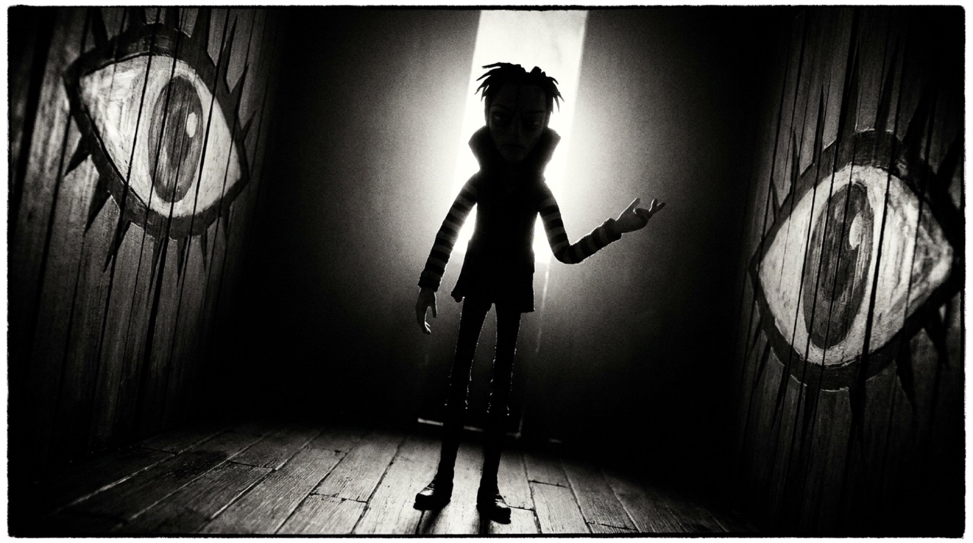 Full silhouette in the doorway light