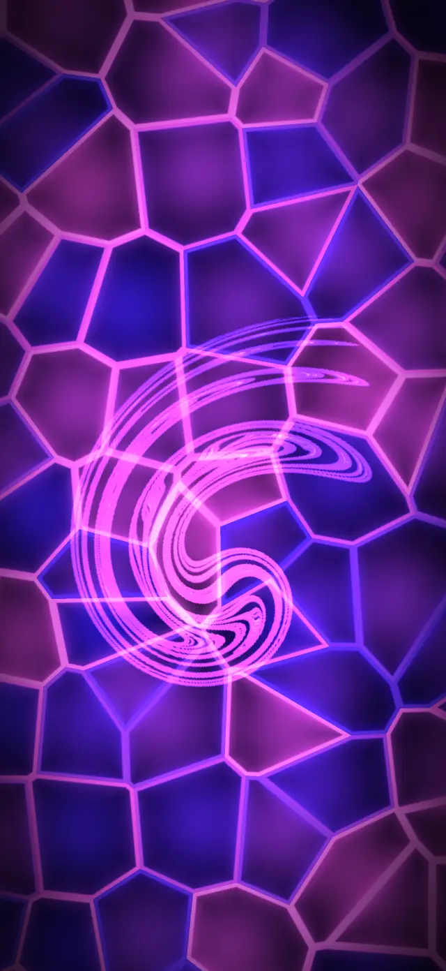 Purple glass cells with a glowing swirl