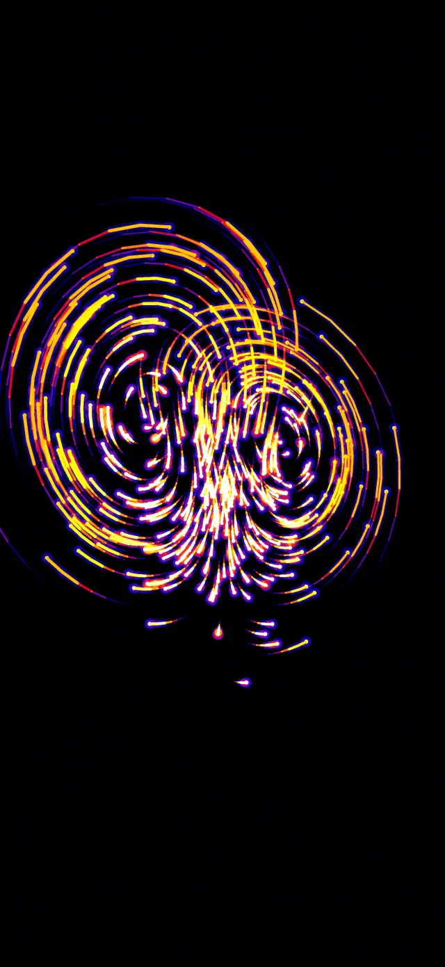 Glowing orbit trails on black